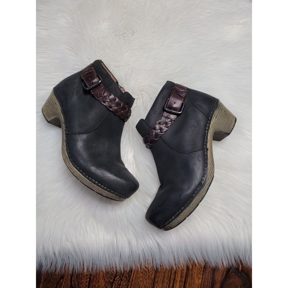 Dansko Ankle Booties Tivoli Michelle Black Braided Buckle Size EU 41 US 10.5-11